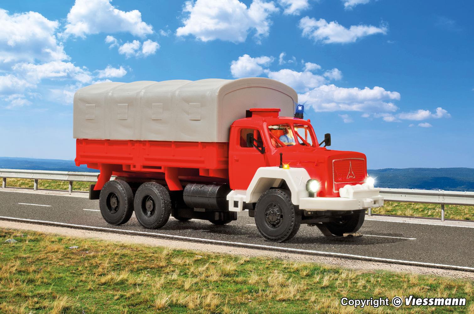 Viessmann 8054 Feuerwehr MAGIRUS JUPITER 3-achs Pritsche Spur H0