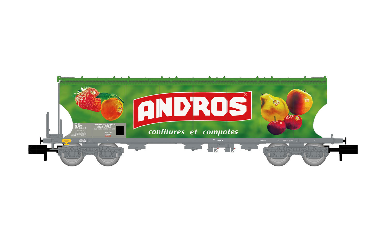 Arnold HN6733 SNCF, 4-achs. Zuckersilowagen, „Andros“, grüne Farbgebung
