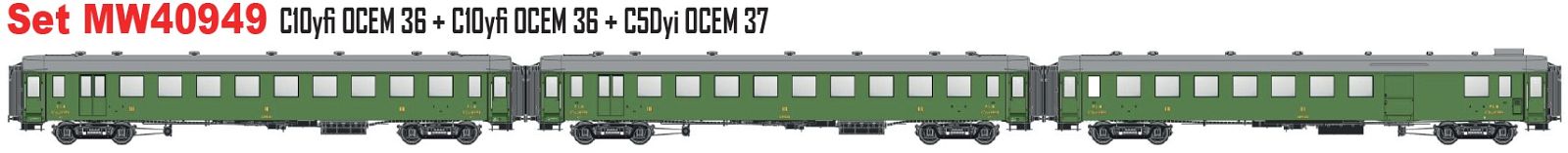 Models World MW40949 3er Set Personenwagen OCEM PLM Ep.IIb Spur H0