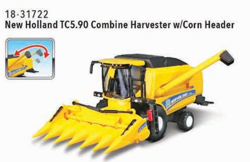 Bburago 18-31722 Farmland NEW HOLLAND Mähdrescher für Mais, WB