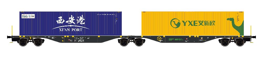 Mehano 30045 Containerwagen Sggmrss'90 MFD Rail, Ep.VI Spur H0
