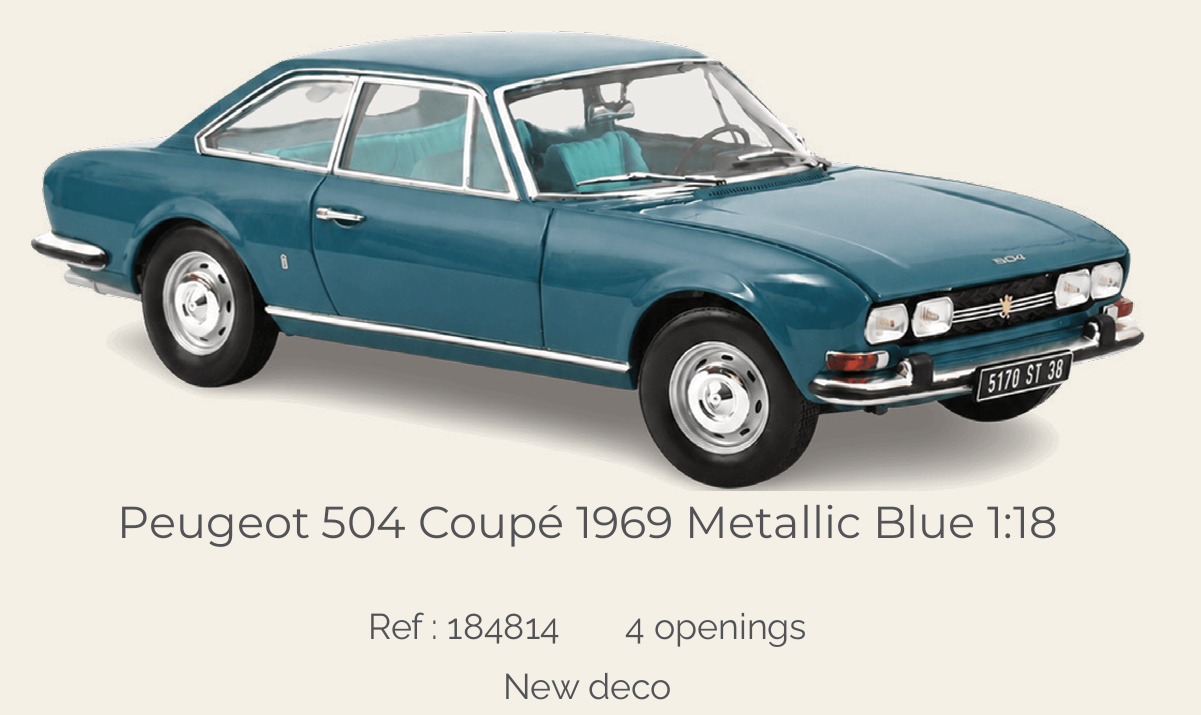 Norev 184814 Peugeot 504 Coupé 1969 Metallic Blue 1:18