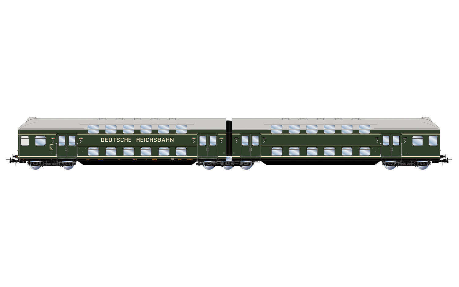Rivarossi HR4425 DR, 2-tlg. Doppelstockeinheit, dunkelgrüne Farbgebung mit gr