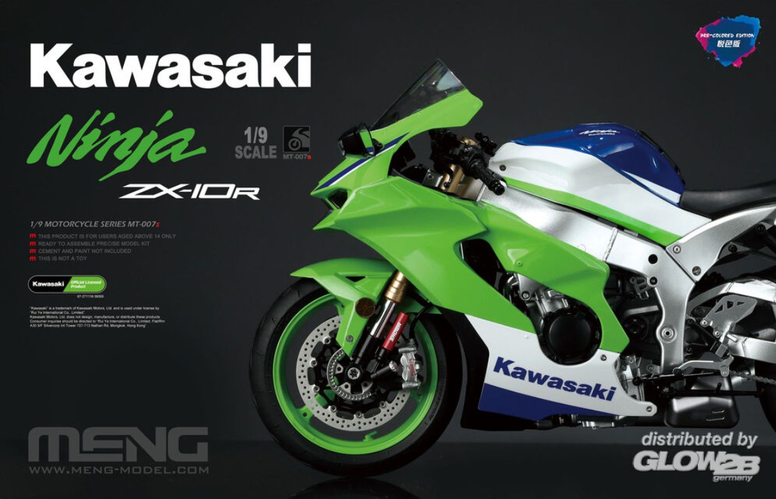 Meng Model MT-007s Kawasaki ZX-10R (Pre-colored Edition) 1:9 Bausatz NEU