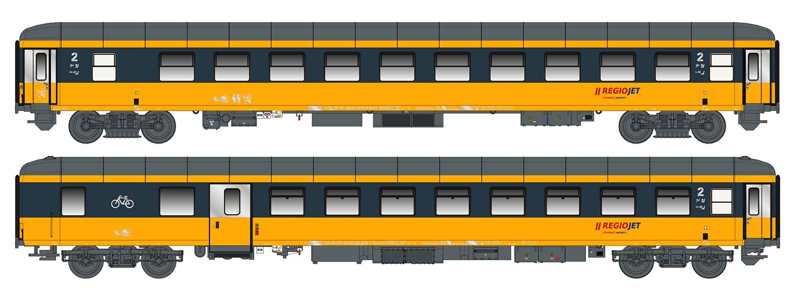 LS Models 98997N 2er Set Nachtzugwagen Bdcm + Bcmz Regiojet Spur N
