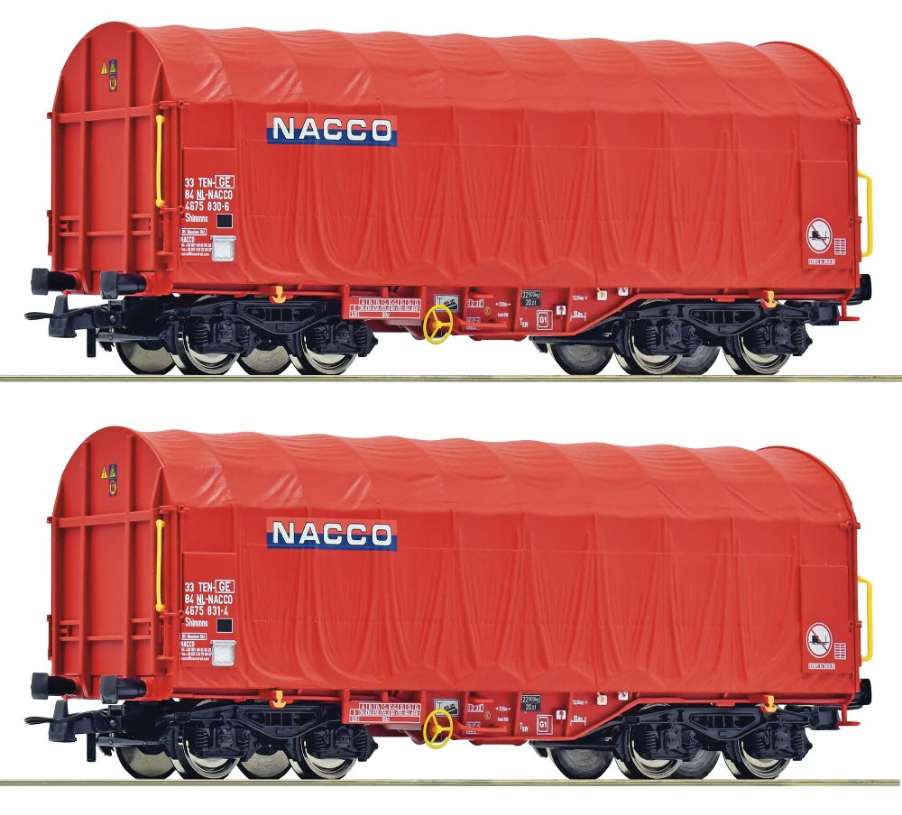 Roco 6600226 2-tlg Set Schiebeplanenwagen Shimmns NACCO Spur H0