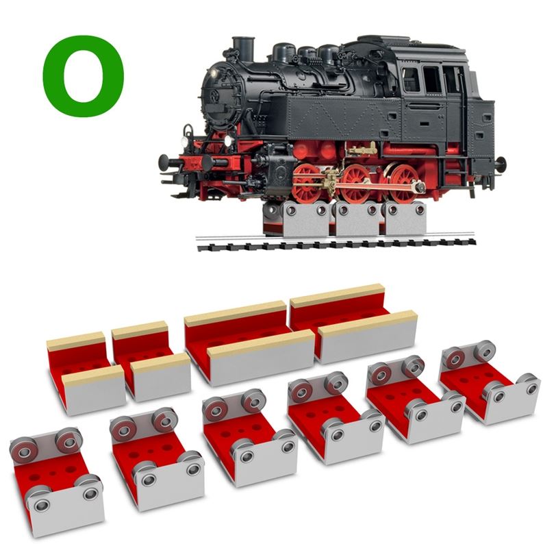 Proses RR-O-06 Set mit 6 Stück Rollböcke + Radreinigungsfilze für Spur 0