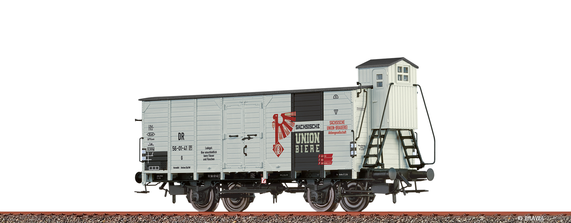 Brawa 50705 Gedeckter Güterwgn G Sächs Union Biere DR Spur H0 1:87