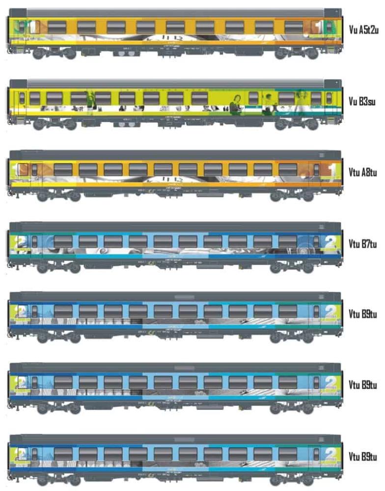 Models World MW2401 7er Set Personenwagen VTU SNCF, Ep.VI, TEOZ, Innenbel.