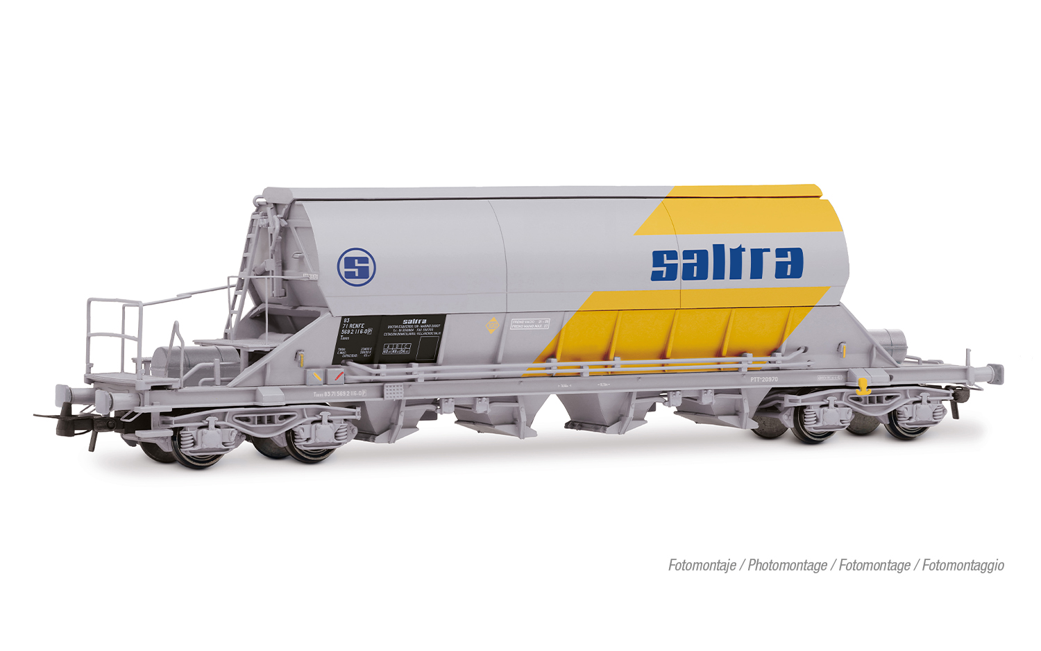 Electrotren HE6089 RENFE, 4-achs. Schwenkdachwagen der Bauart Taoos, grau-gelbe