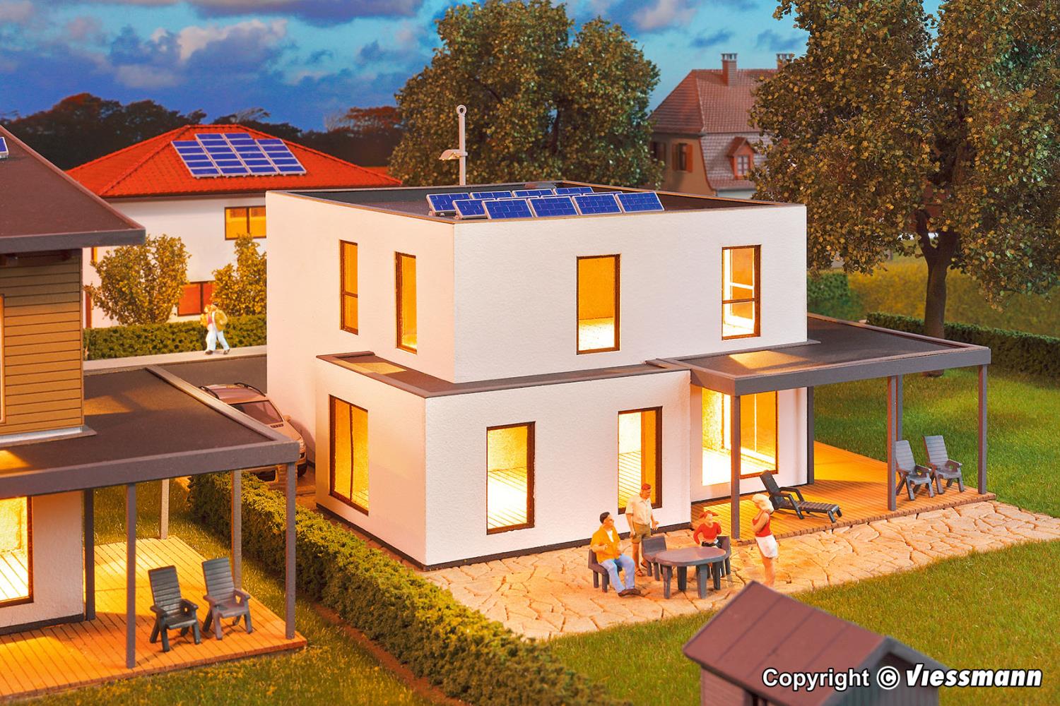 Kibri 38339 Kubushaus Lina mit Terrasse Polyplate 1:87 Spur H0