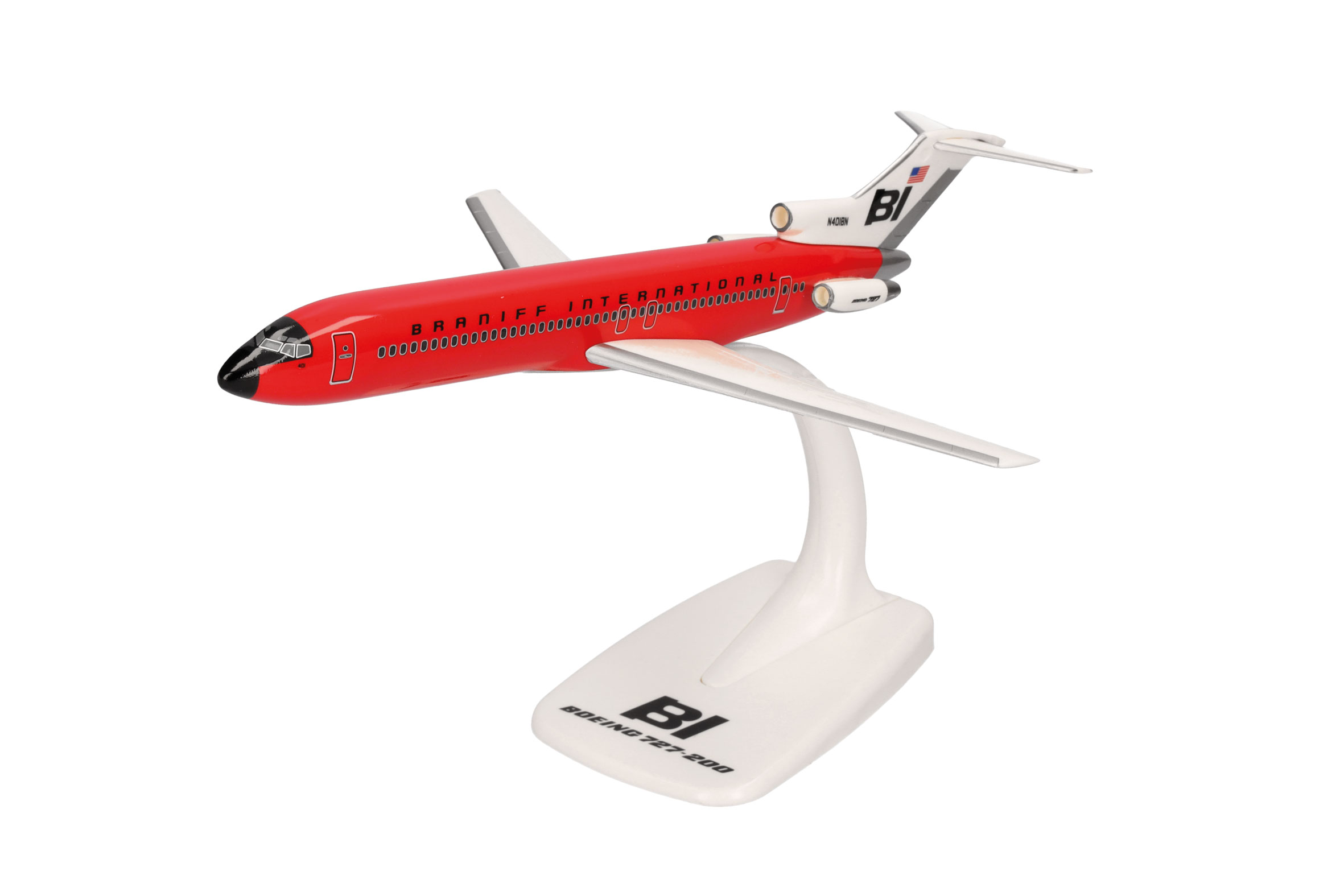 Herpa 614016 B727-200 Braniff solid red
