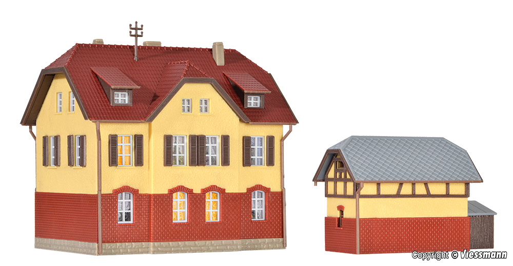 Kibri 37112 Eisenbahnergebäude mit Nebengebäude 1:160 Spur N