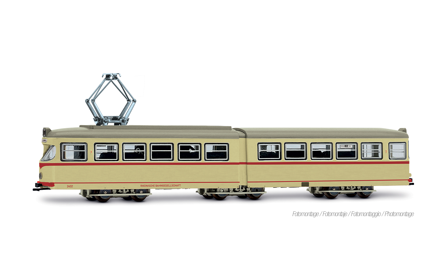 Arnold HN2613 Straßenbahn Duewag GT6, eine Frontlampe, beige-rote Farbgebu