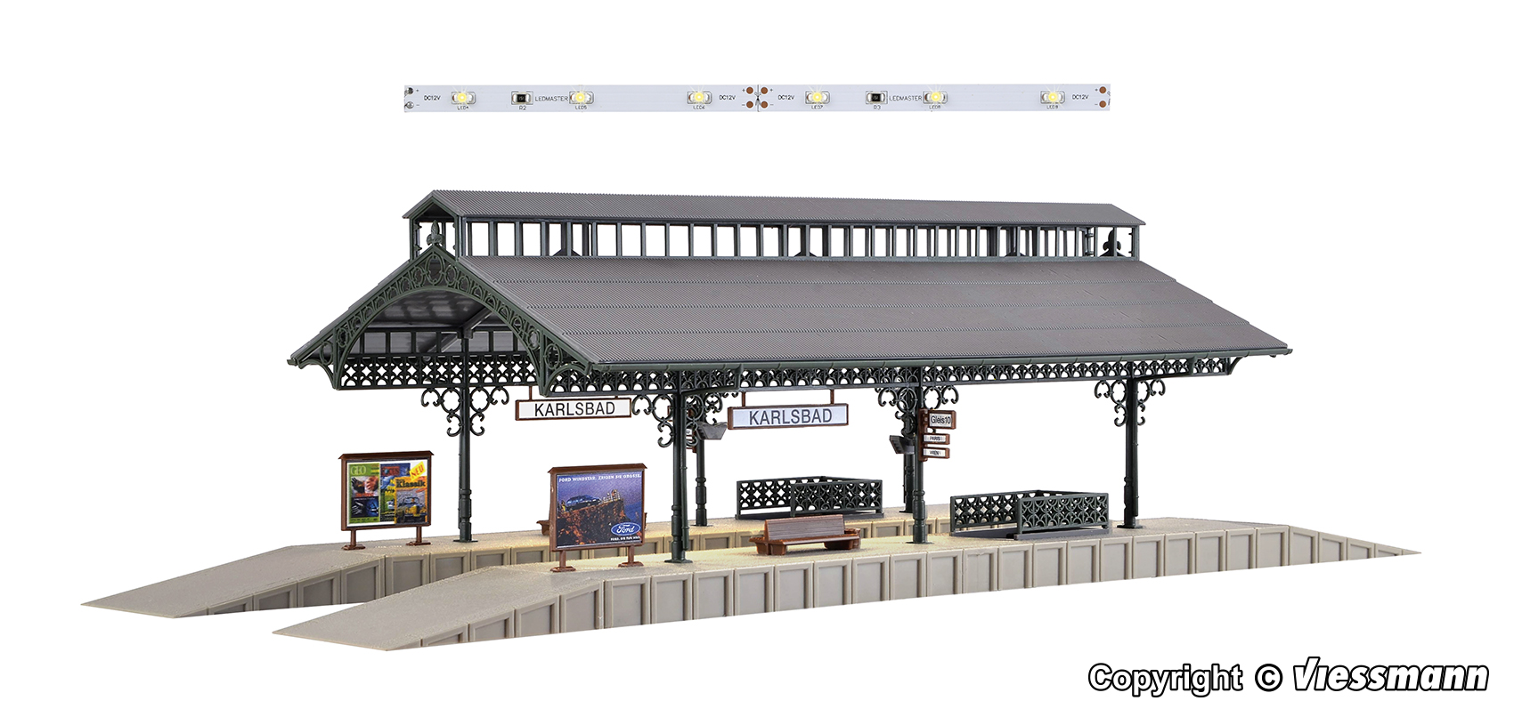 Vollmer 43545 Bahnsteighalle mit LED-Beleuchtung 1:87 Spur H0 Neu