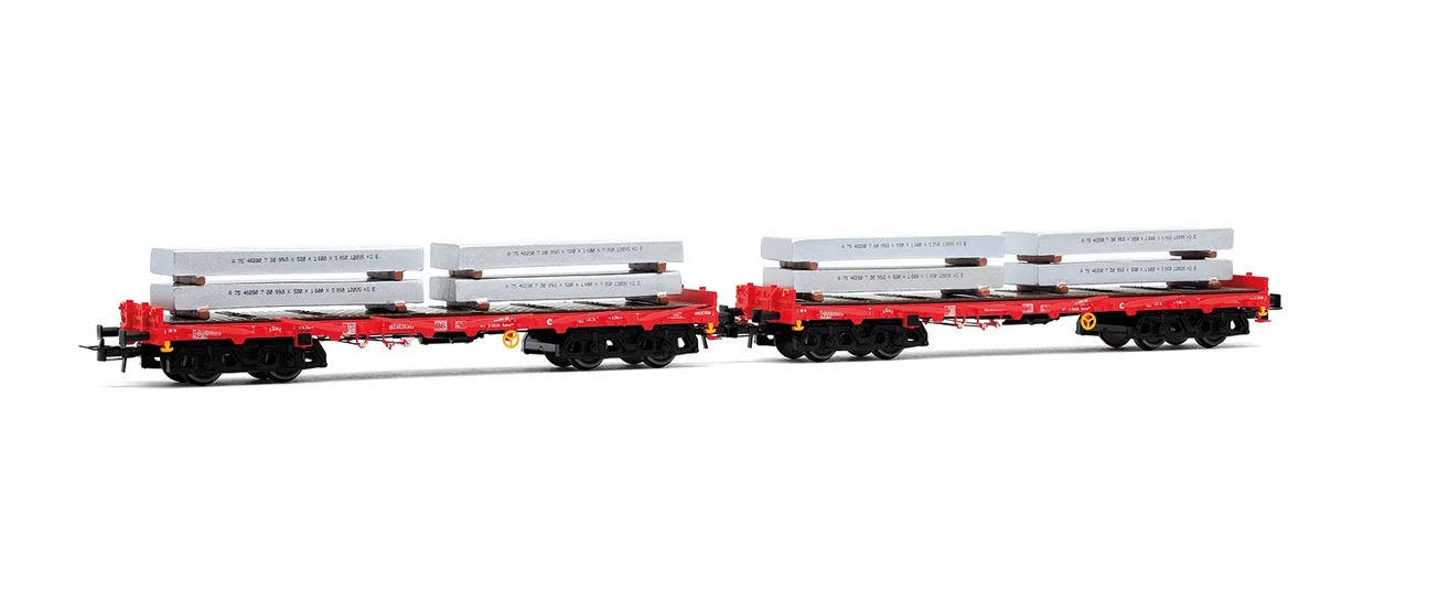 Rivarossi HR6702 D-DBSR 2-tlg Set 4-achs Rungenwagen Rmms Spur H0