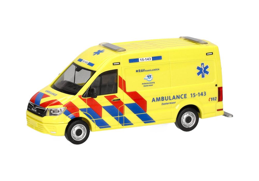 Herpa 098694 MAN TGE Kasten HD "Ambulance 15-143" NL 1:87 NEU