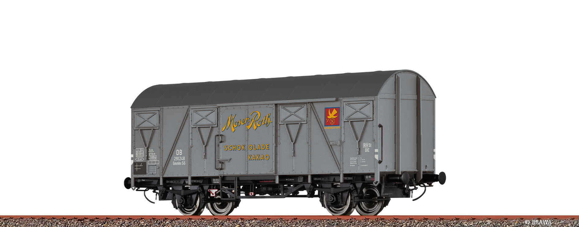 Brawa 51372 H0 Gedeckter Güterwagen Gmhs55 "Moser Roth" DB