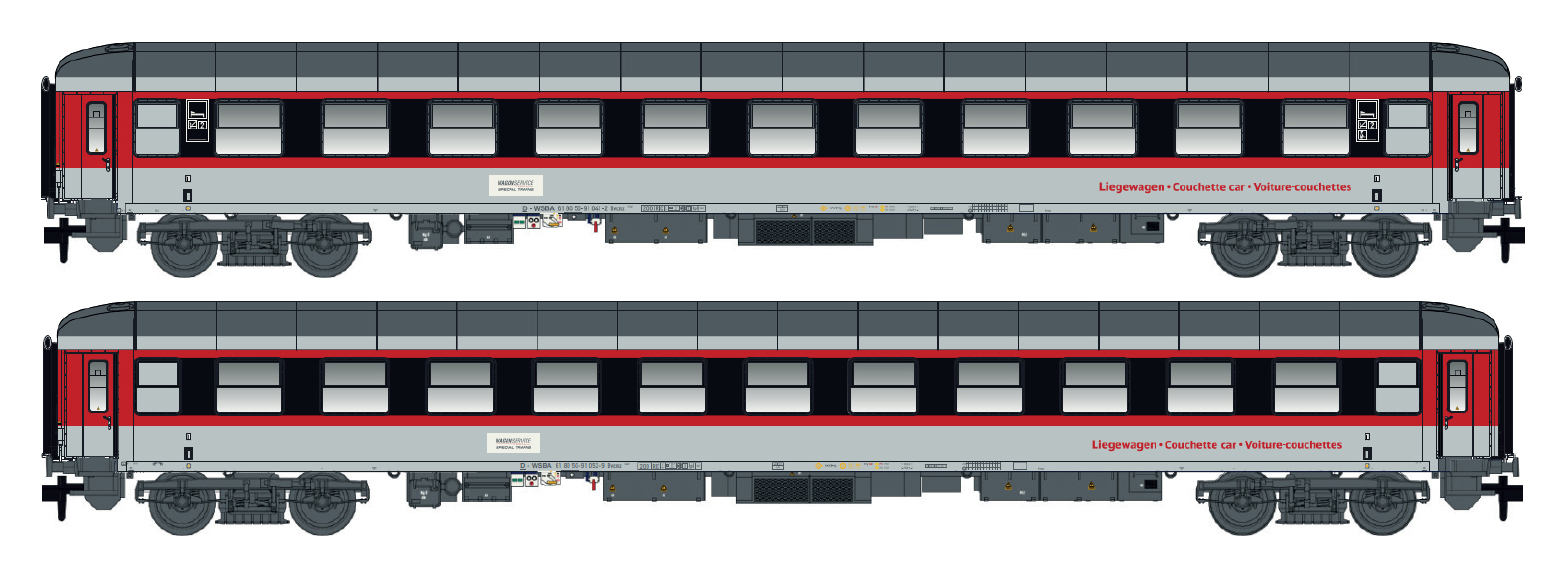 LS Models 98018N 2er Set Liegewagen Bvcmz + Bvcmbz Wagon Service Spur N