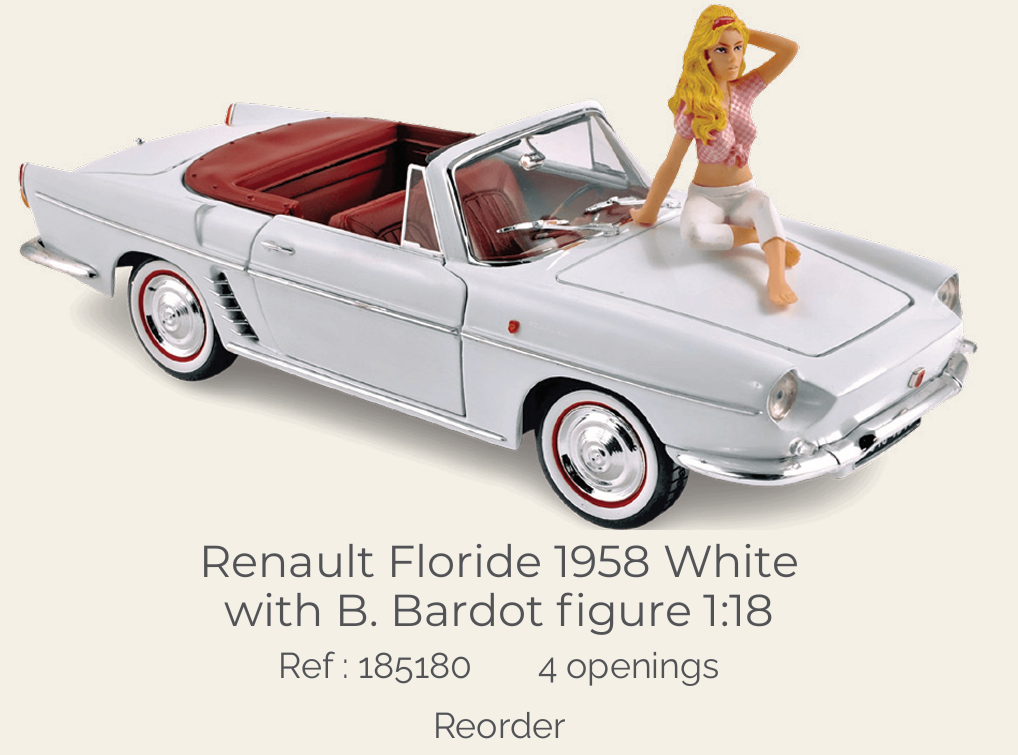Norev 185180 Renault Floride 1958 White with B. Bardot figure 1:18