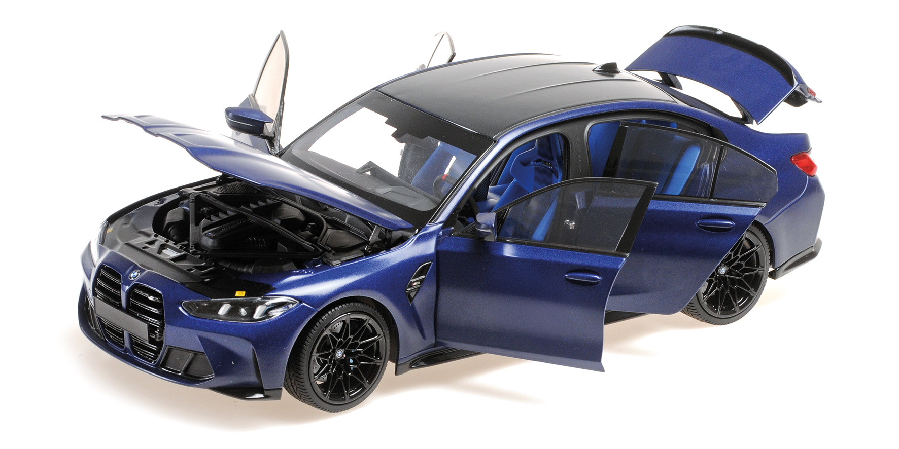 Minichamps 110020220 BMW M3 2024 MATT BLUE METALLIC 1:18 Standmodell