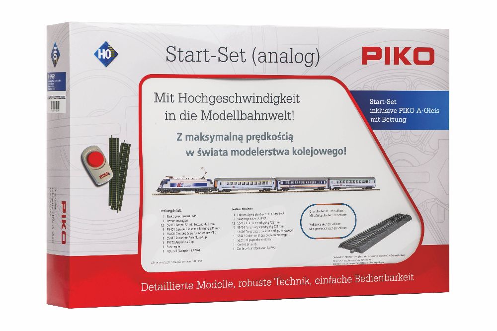 Piko 97931 Start-Set Bettung E-Lok Taurus 3 IC Wgn PKP Spur H0
