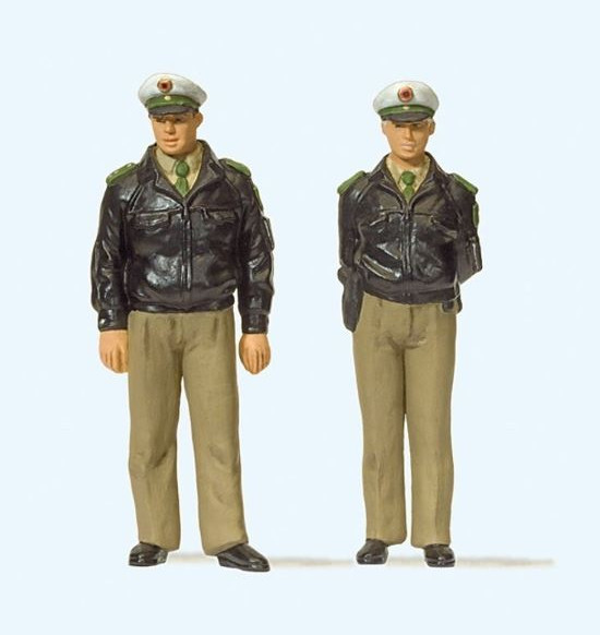 Preiser 65363 Polizisten stehend Grüne Uniform 1:43 Spur 0
