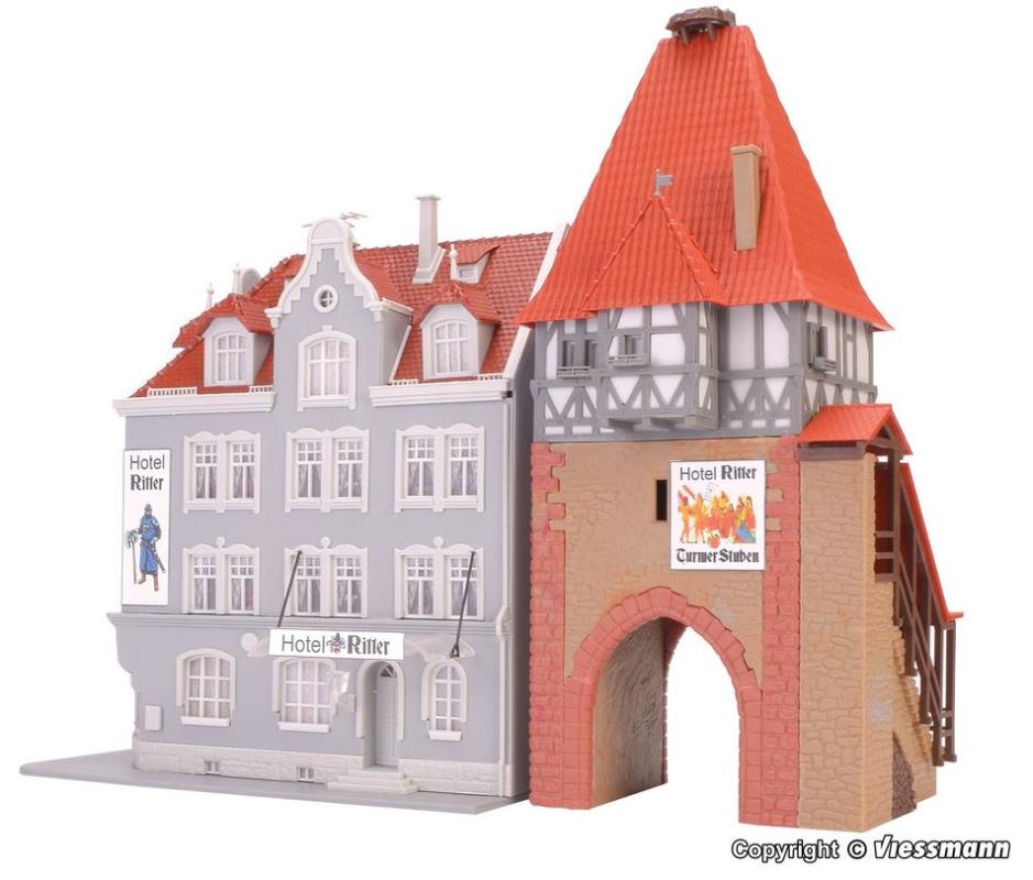 Kibri 12507 Hotel Ritter mit Stadttor - Spur H0 - Bausatz - Neu - OVP