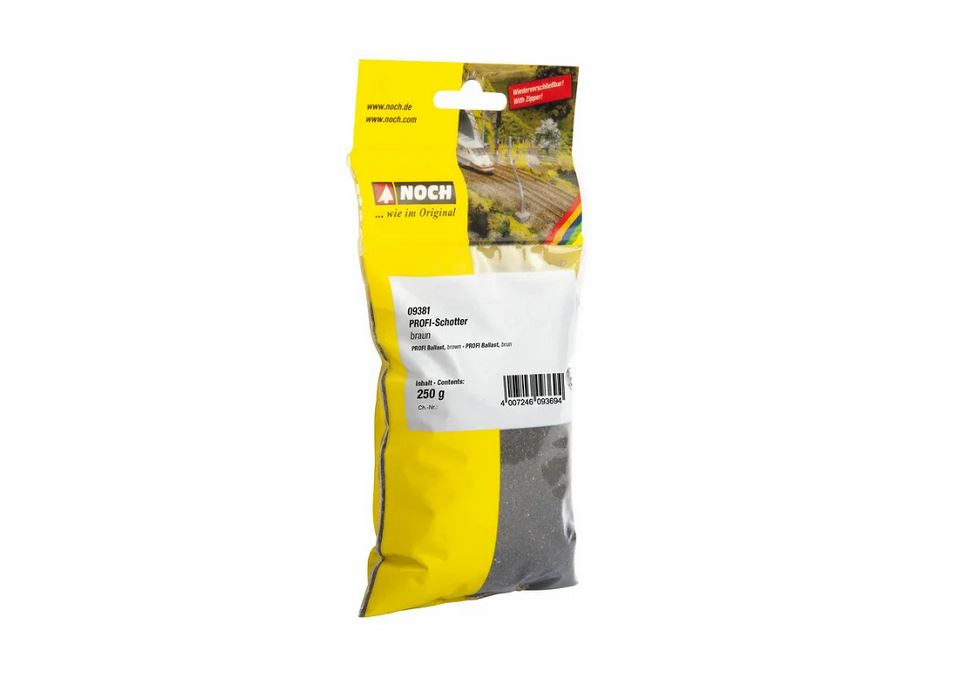 Noch 09381 PROFI-Schotter braun 250 g 1:87/1:120 Spur H0/TT