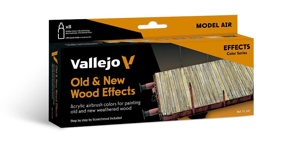 Vallejo 71187 Farb-Set Alt/Neu Effekt Holz 8 x 18 ml Model Air NEU