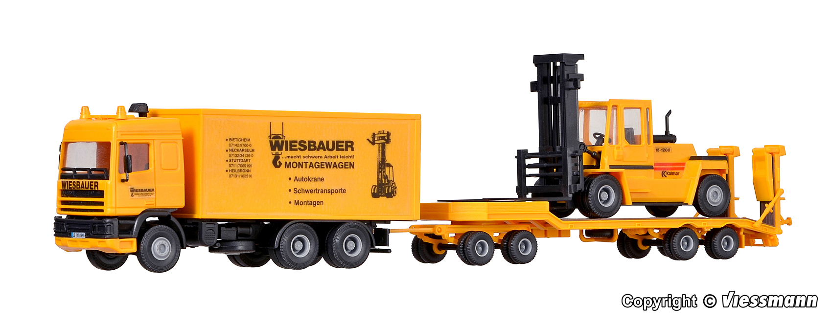Kibri 13580 DAF Zugmaschine mit Tiefladeanhänger und Stapler 1:87