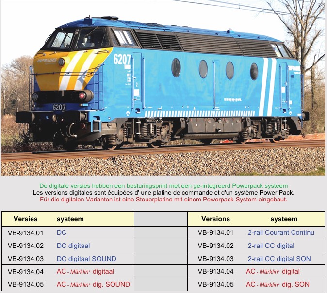 B-Models VB-9134.03 Diesellok 6207 infrabel DC. 2-Rail Digital Sound Spur H0
