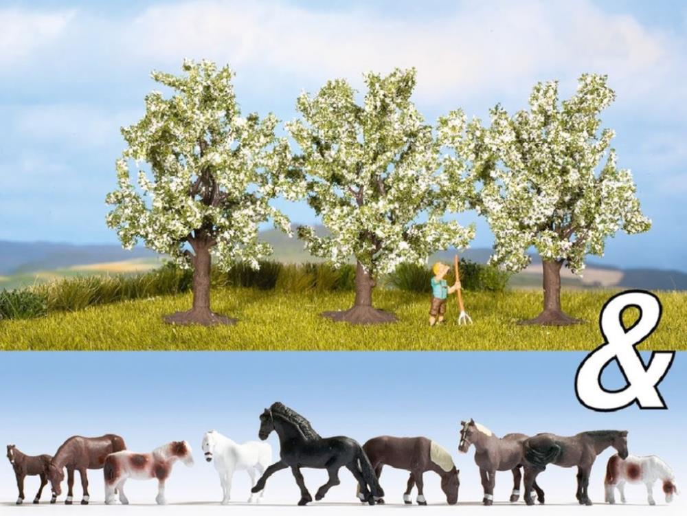 Noch 94003 Ausschmückungs-Set "Pferde & Obstbäume"