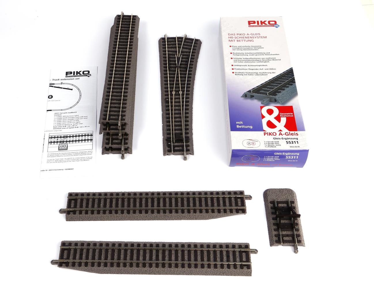 Piko 55311 A-Gleis mit Bettung Set B 1:87 Spur H0 Neu OVP