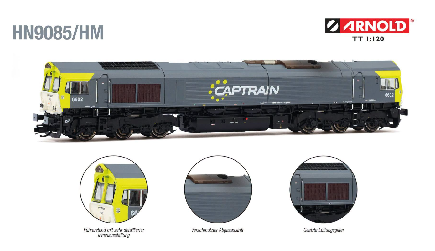 Arnold HN9085HM Captrain Diesellokomotive Class 66 Spur TT