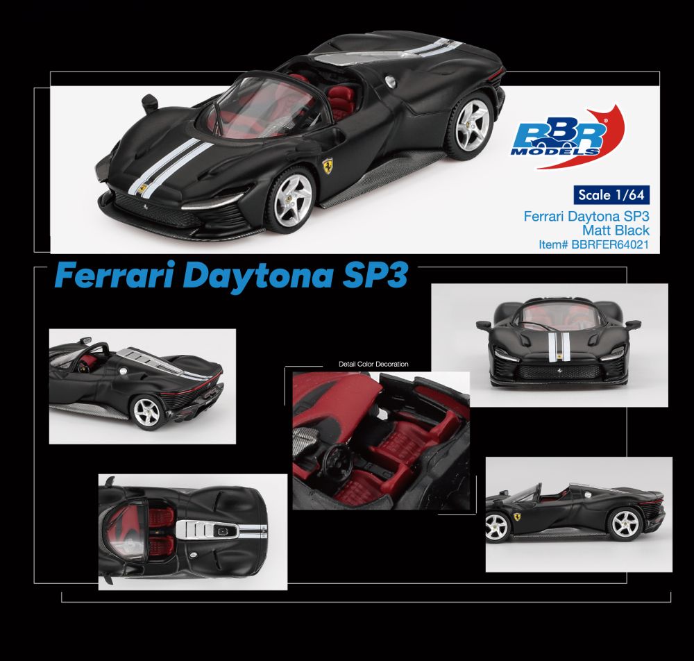 BBR BBRFER64021 FERRARI DAYTONA SP3 MATT BLACK 2024 1:64 NEU