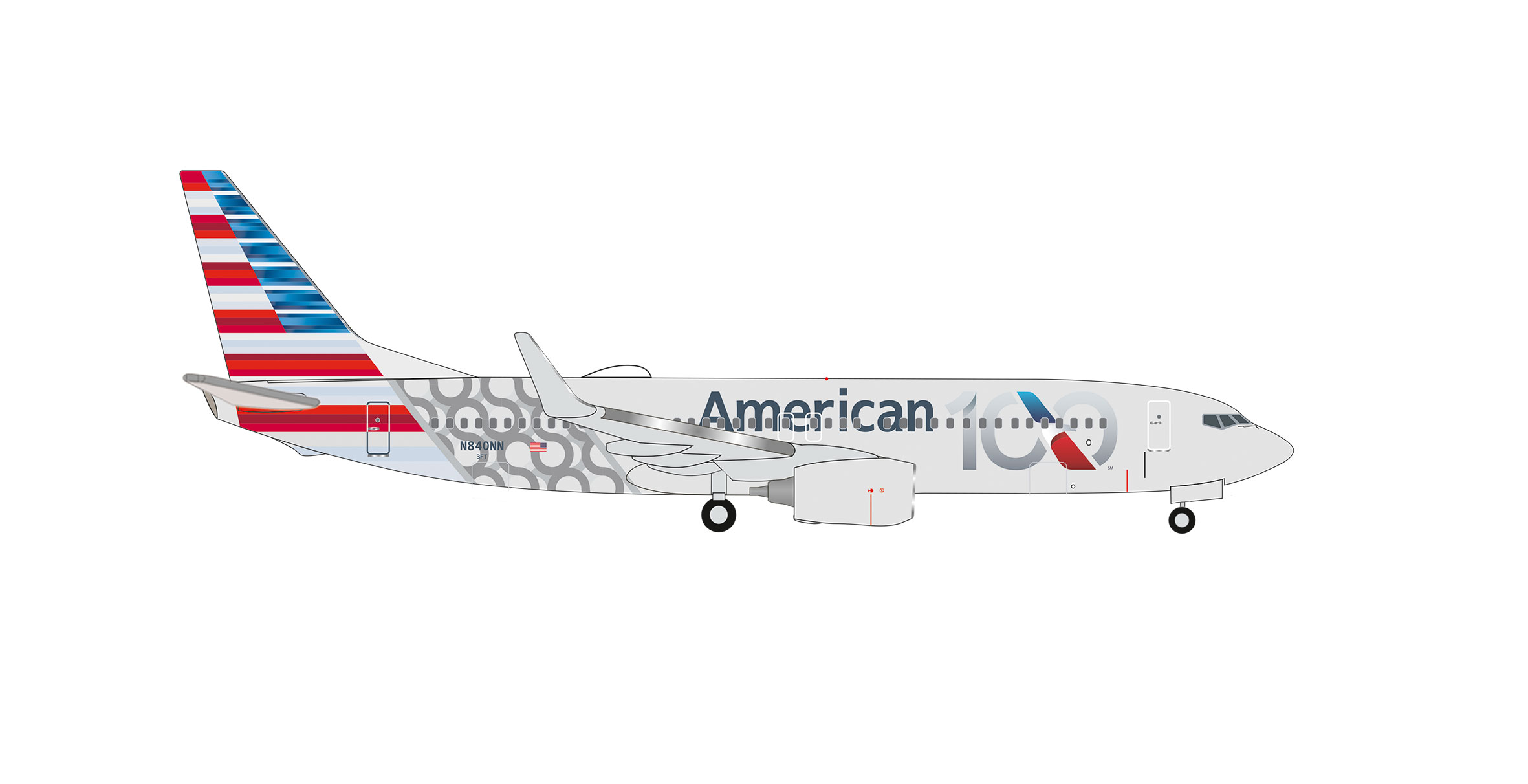Herpa 539579 B737-800 American Airl. 100