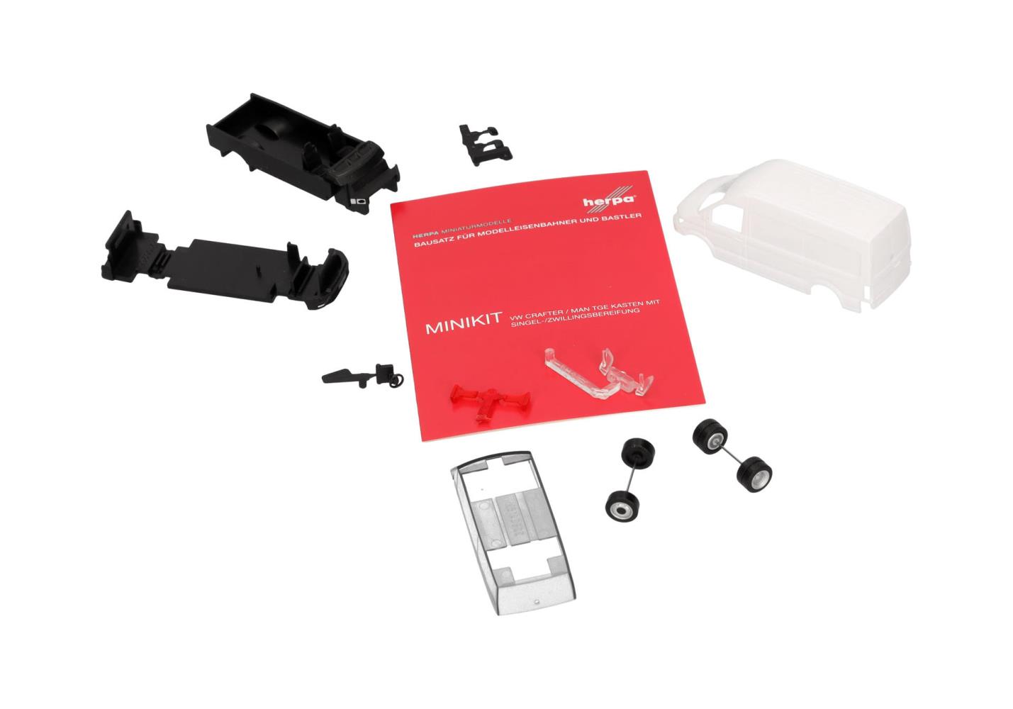 Herpa 014021 MiniKit MAN TGE Kasten HD Zwillingsantrieb weiß 1:87