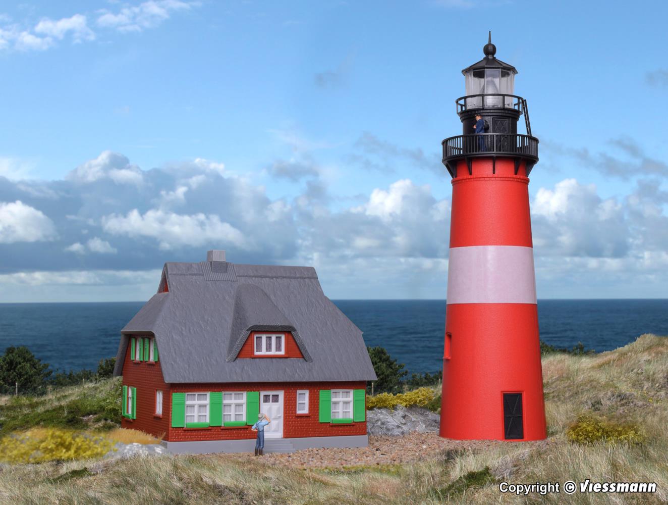 Kibri 39166 Leuchtturm Hörnum Sylt mit Nebengebäude Spur H0