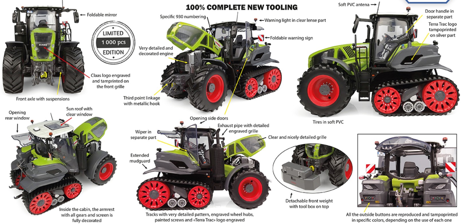 Universal Hobbies UH6752 Claas Axion 930 Terra Trac 1:32 Spur 1 Standmodell