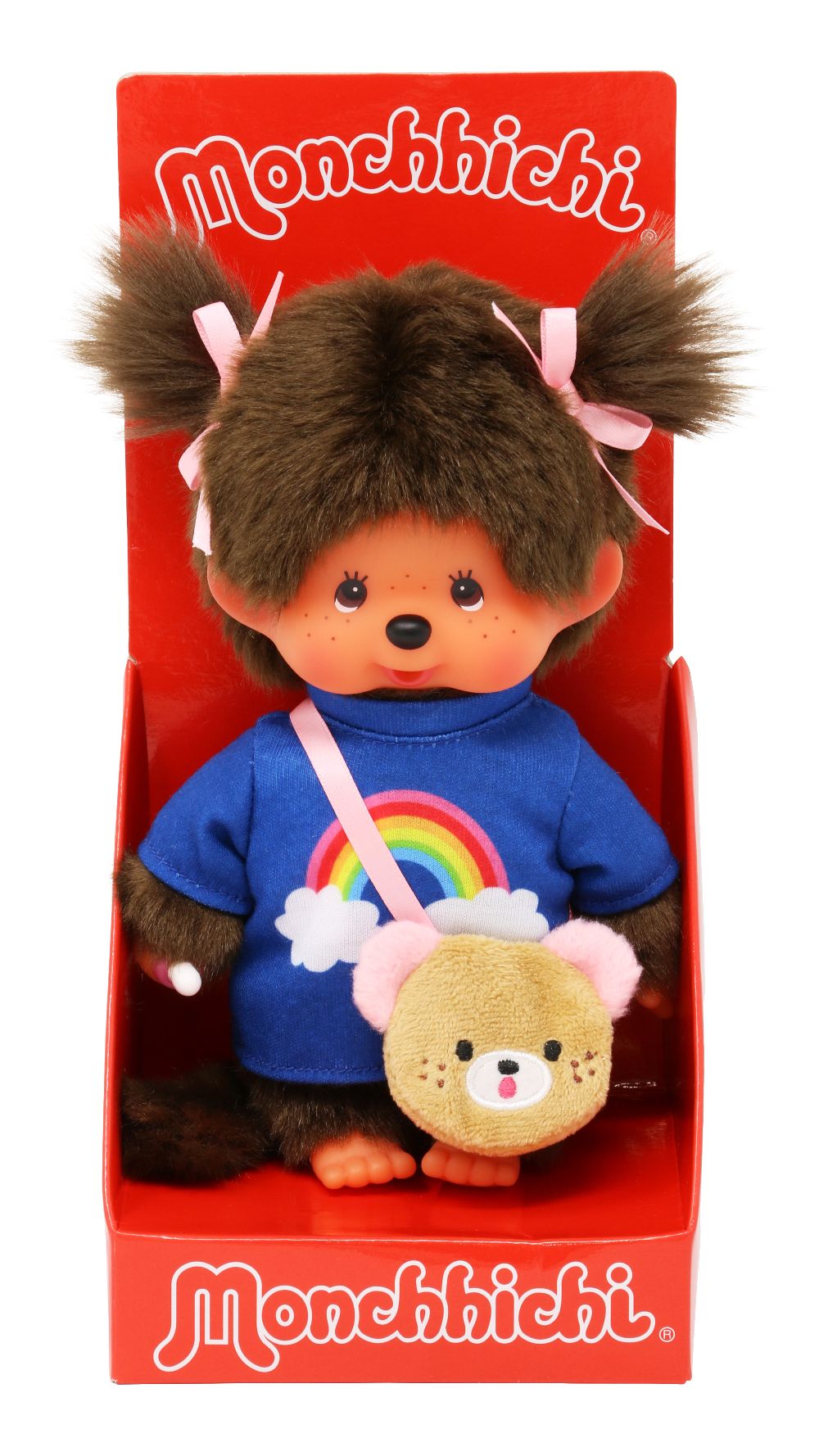 Monchhichi 233724 Plüschfigur Mädchen Kawaii blau/braun 20 cm Stoff NEU