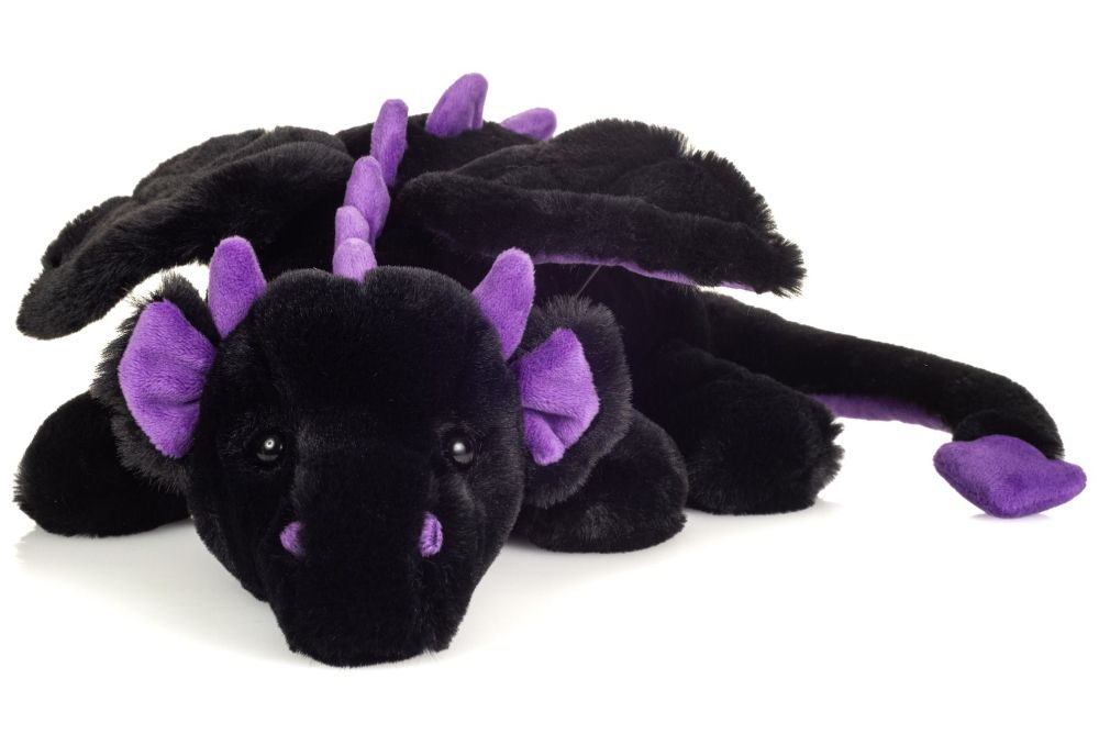 Teddy Hermann 940050 Drache Logan schwarz-lila 32 cm Plüsch/Kuscheltier NEU