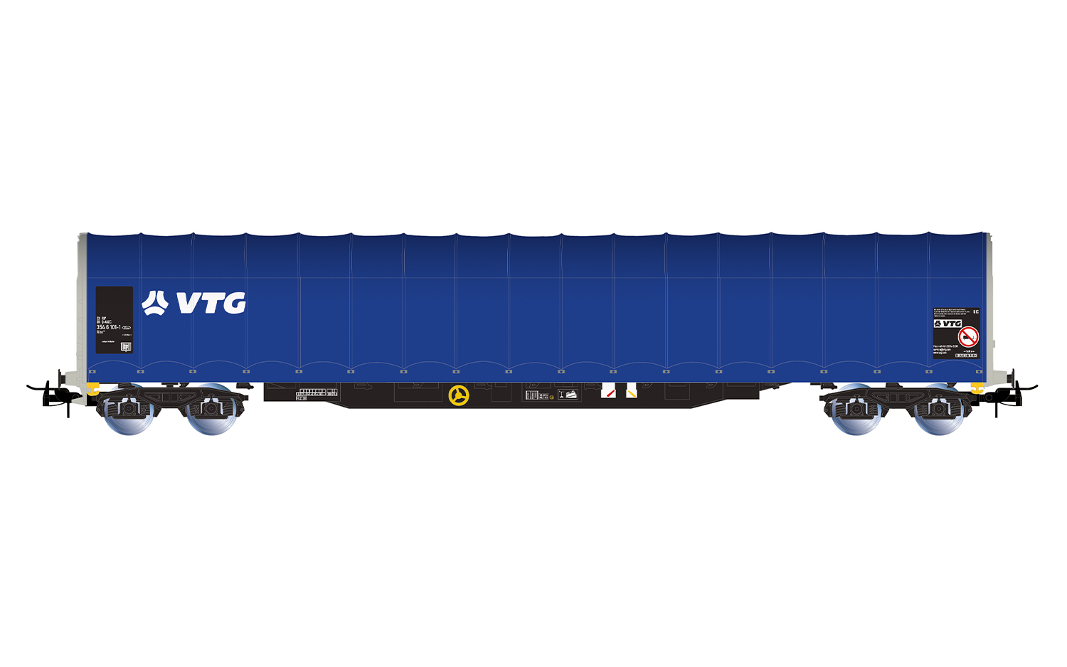 Rivarossi HR6717 D-AAEC, 4-achs. Schiebeplanenwagen der Bauart Rils, blaue Fa