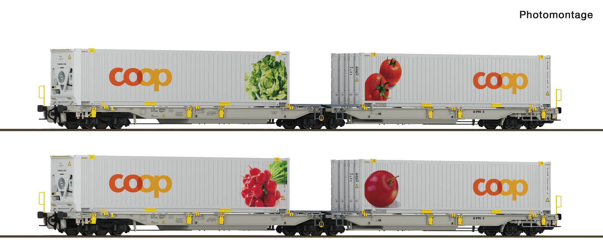 Roco 6600322 2-tlg. Set 1: Doppeltaschen-Gelenkwagen T2000