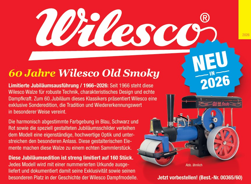 Wilesco 00365/60 D365/60 Dampfwalze Edition 60 Jahre