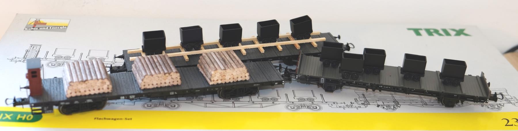 Trix 23990 Flachwagen Set DB  Spur H0 1:87
