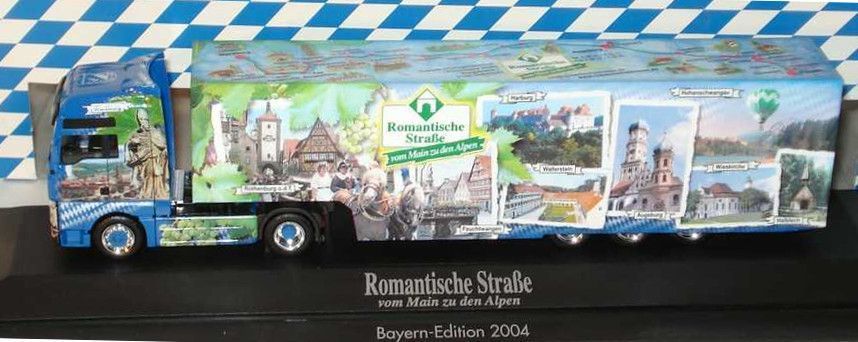 Herpa 273138 MAN TGA XXL Eurokoffer Sattelz. Bayern LKW 2004 1:87