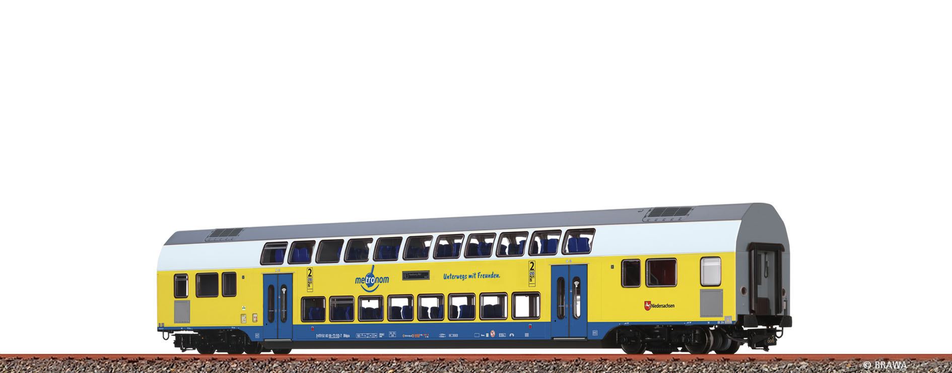 Brawa 44597 H0 Doppelstock-Mittelwagen 2. Kl. Metronom (RE 3 Hamburg Hbf