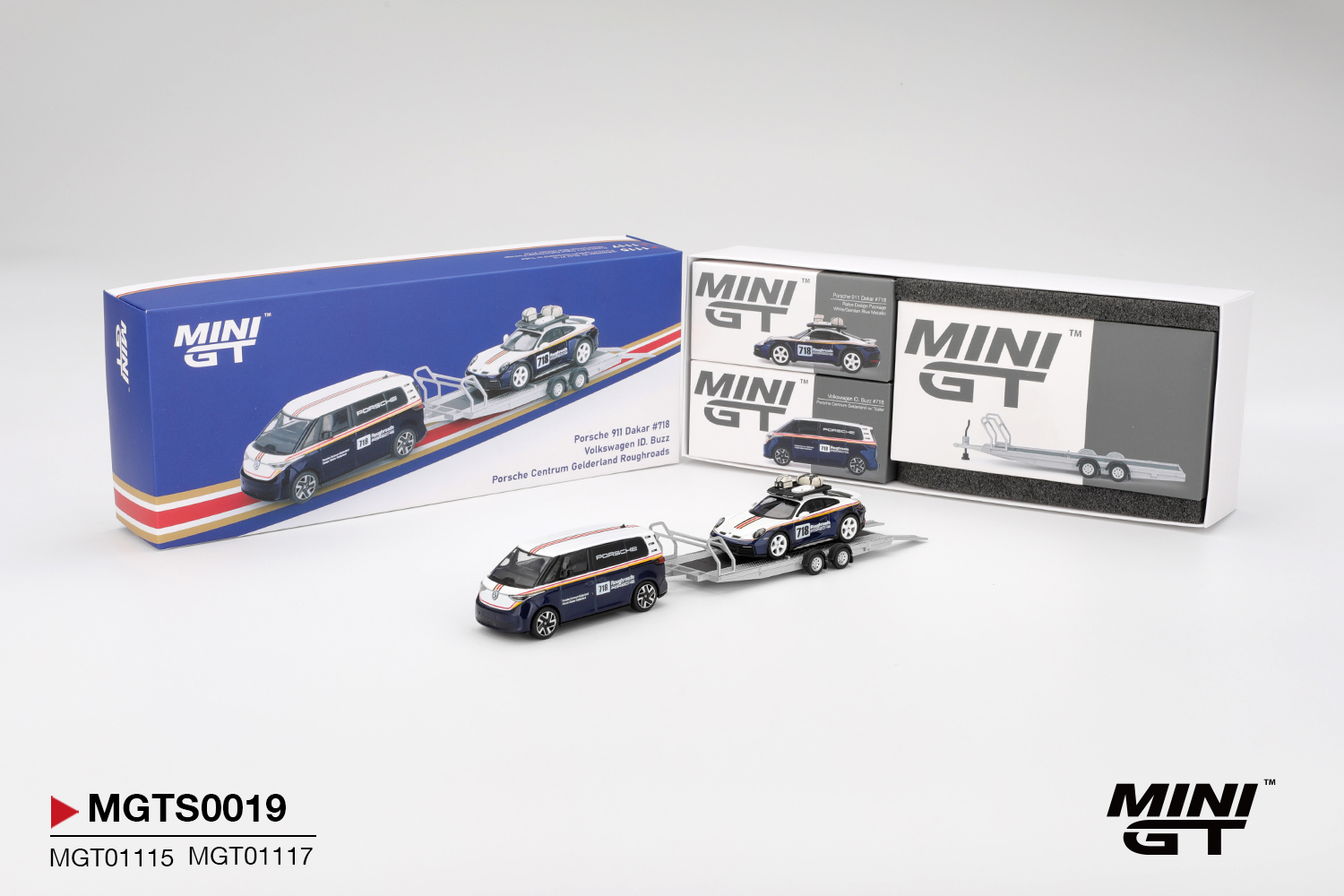 Mini GT MGTS0019 Set Porsche 911 Dakar #718 + VW ID. Buzz 2025 1:64