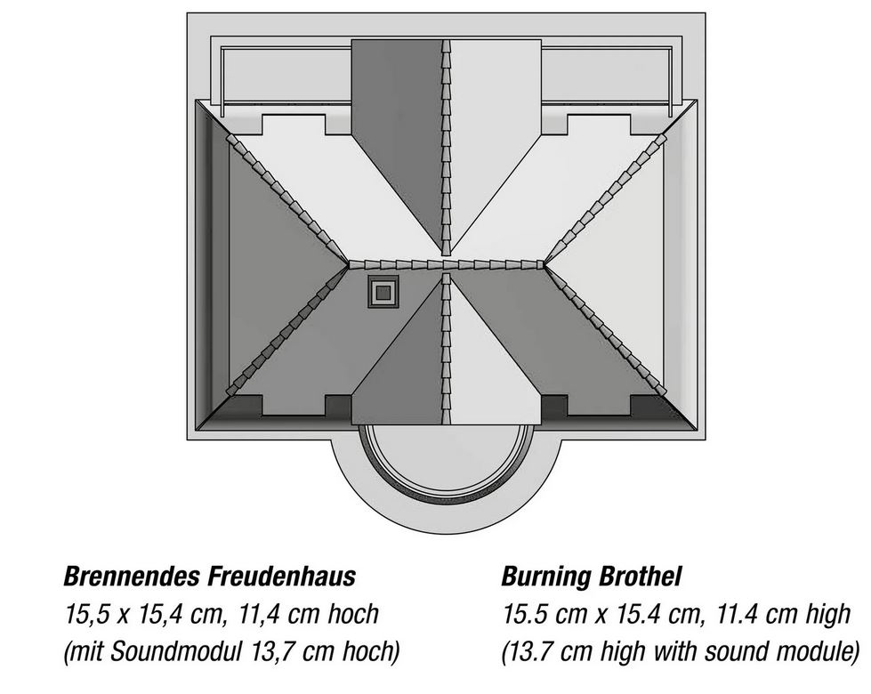Noch 66507 Brennendes Freudenhaus - Spur H0 - Bausatz - Neu